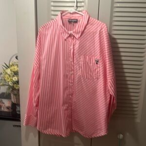 Karl Lagerfeld Stripped Button Down Front Blouse.  Size XL.  Long Sleeve.